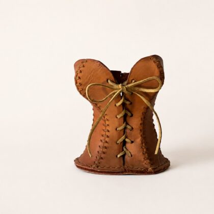 Hand Stitched Leather Corset pen holder.