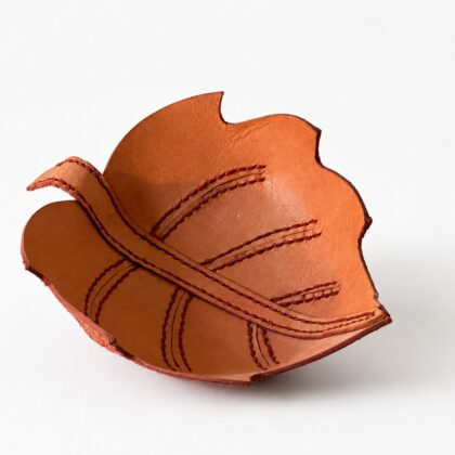 Hand Stitched Leather Maple leaf bowl