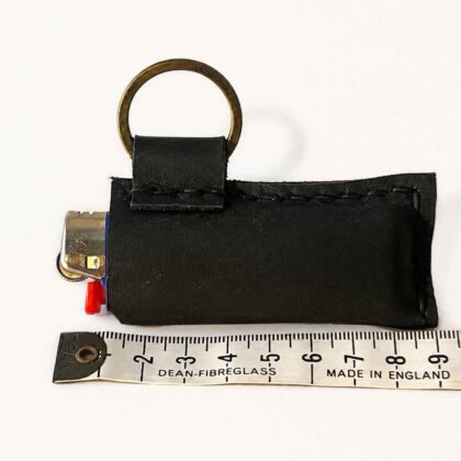Hand Stitched Black Leather lighter cover