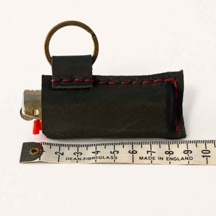 Hand Stitched Black Leather Lighter cover