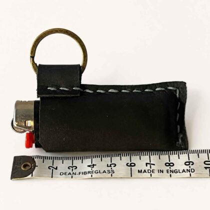 Hand Stitched Black Leather lighter cover