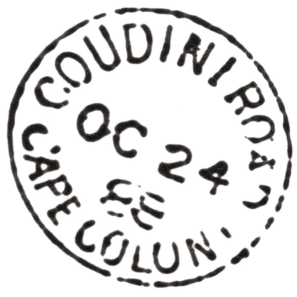 Historic Goudini Road post office cancellation stamp