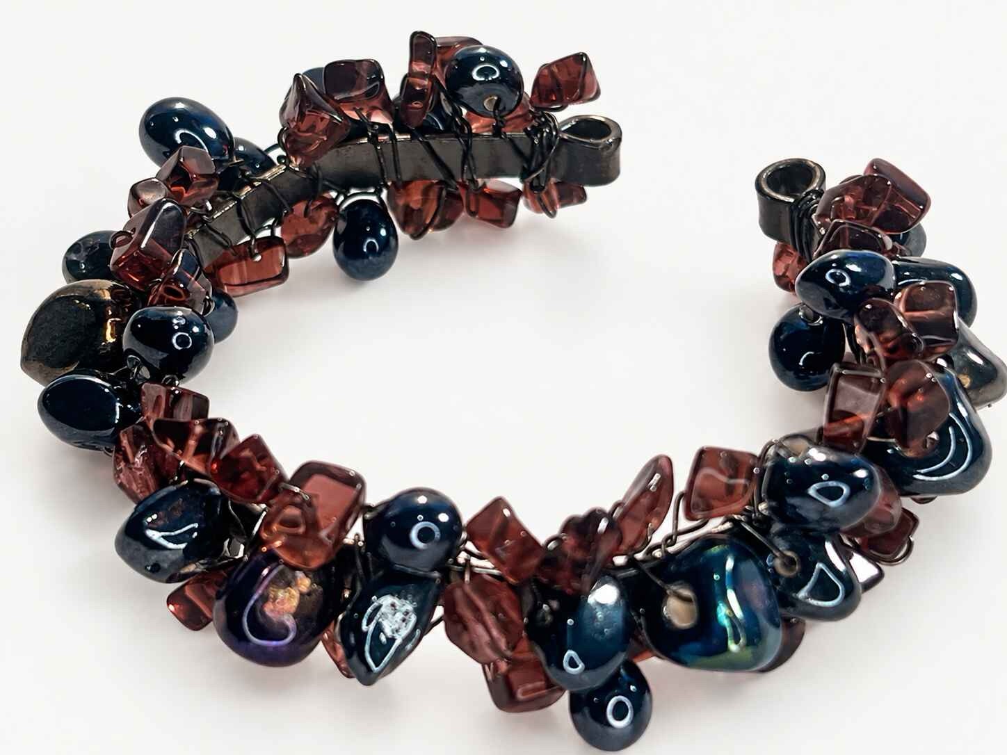 Silkwood glass chip and ceramic bead Bangle - Image 5