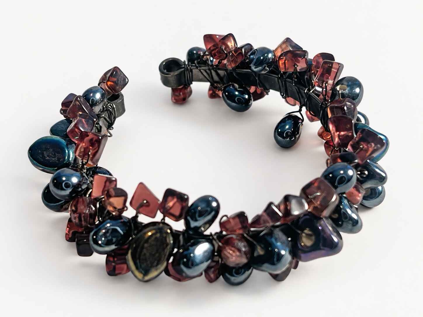 Silkwood glass chip and ceramic bead Bangle - Image 4