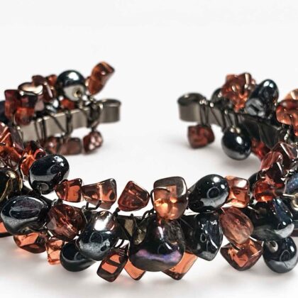 Silkwood glass chip and ceramic bead Bangle