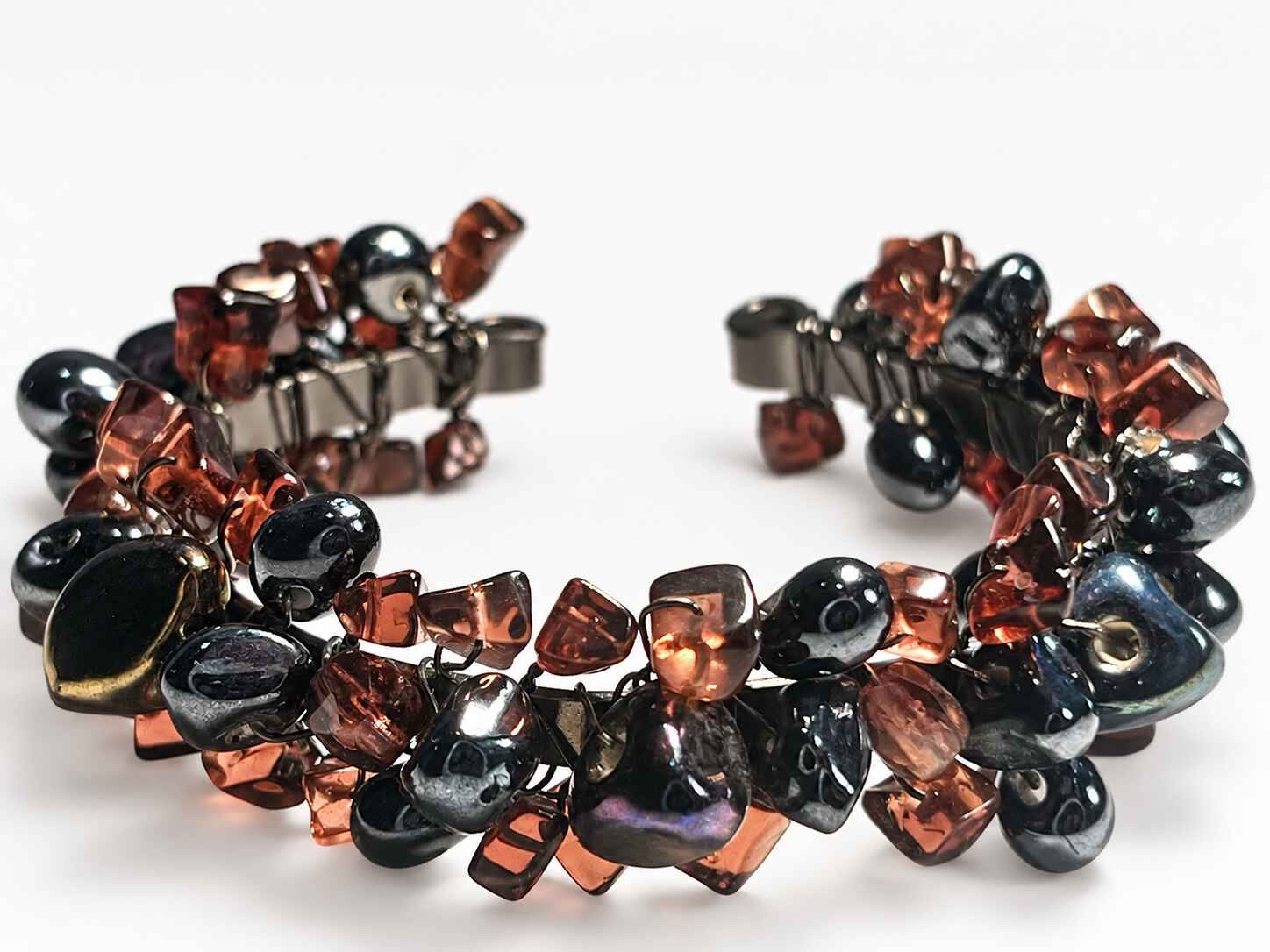 Silkwood glass chip and ceramic bead Bangle