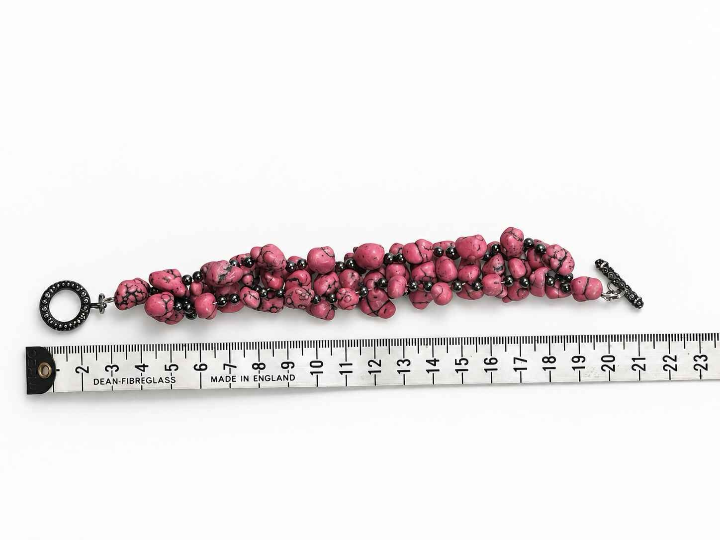 Thick Pink Howlite woven bracelet - Image 7