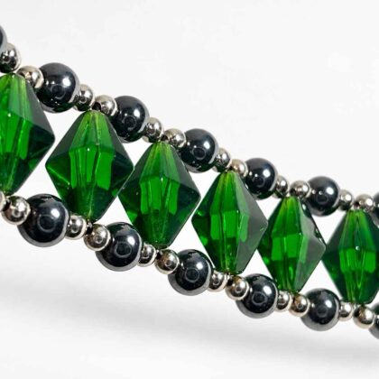 Anni Green glass and hematite bracelet