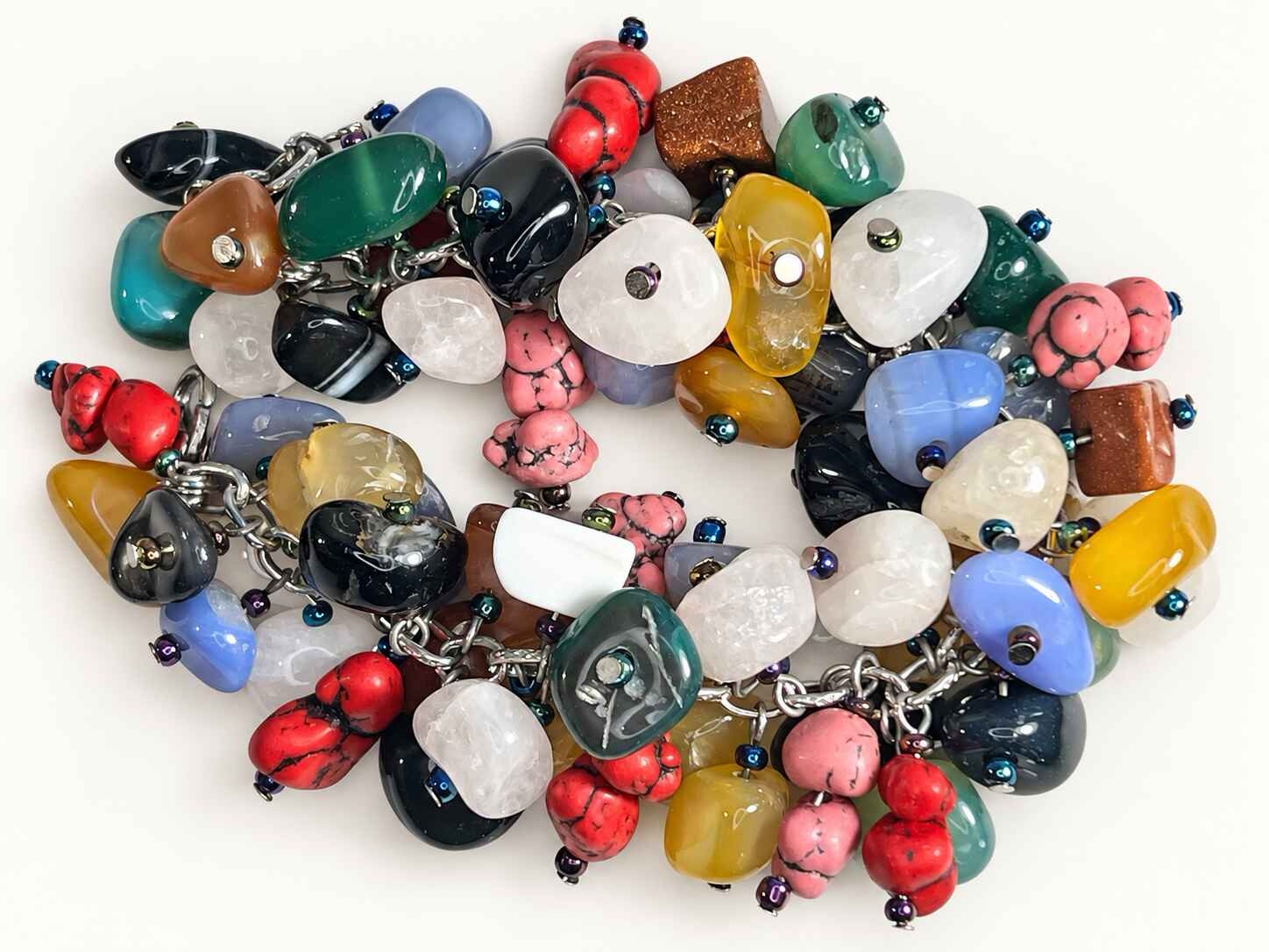 Semi-precious stone nugget cluster bracelet - Image 4