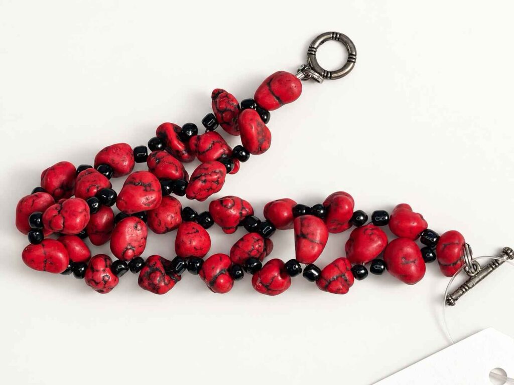 Elaine woven Red Howlite bracelet