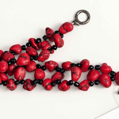 Elaine woven Red Howlite bracelet