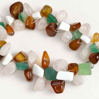 Elaine woven agate, aventurine and rose quartz bracelet