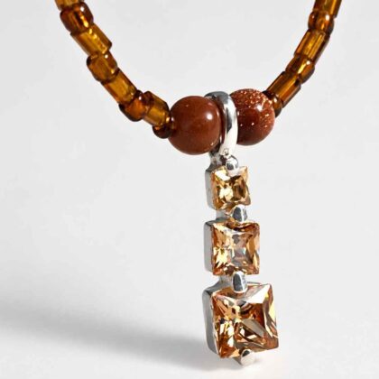 Square Cubic zirconia set in Silver, pendant