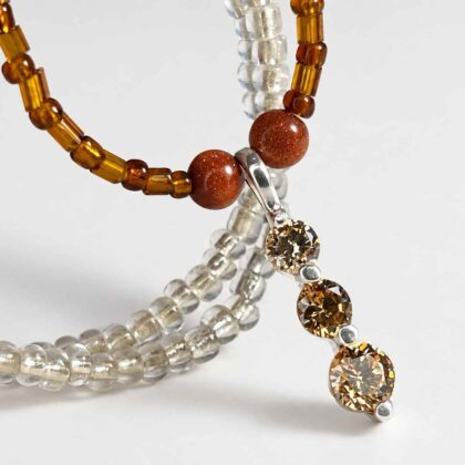 Round Cubic zirconia set in Silver, pendant