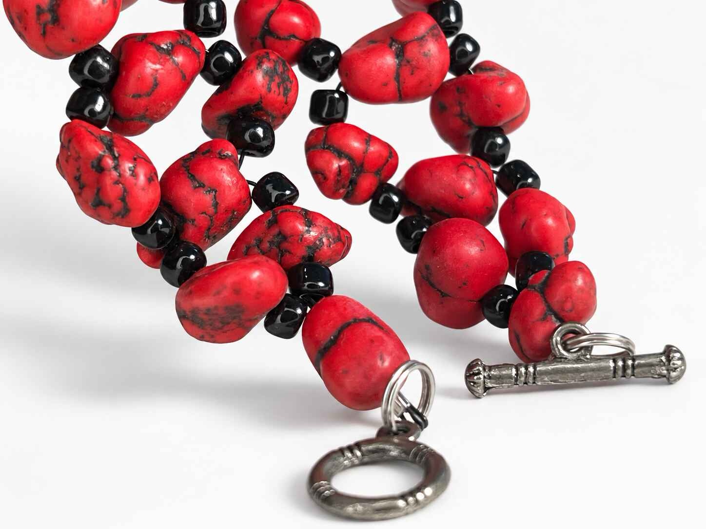 Elaine woven Red Howlite bracelet - Image 3