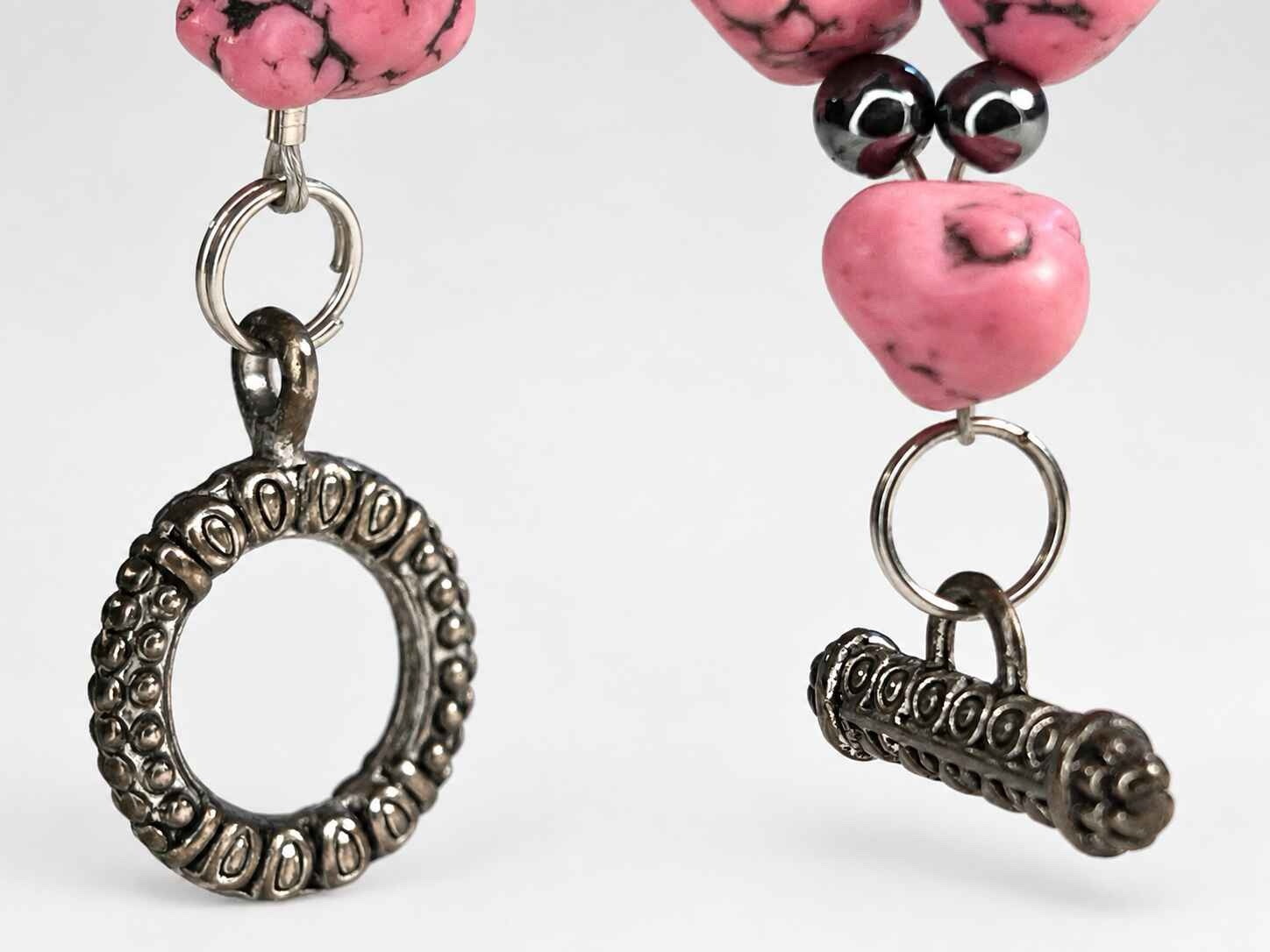 Elaine woven Pink Howlite and Hematite bracelet - Image 2