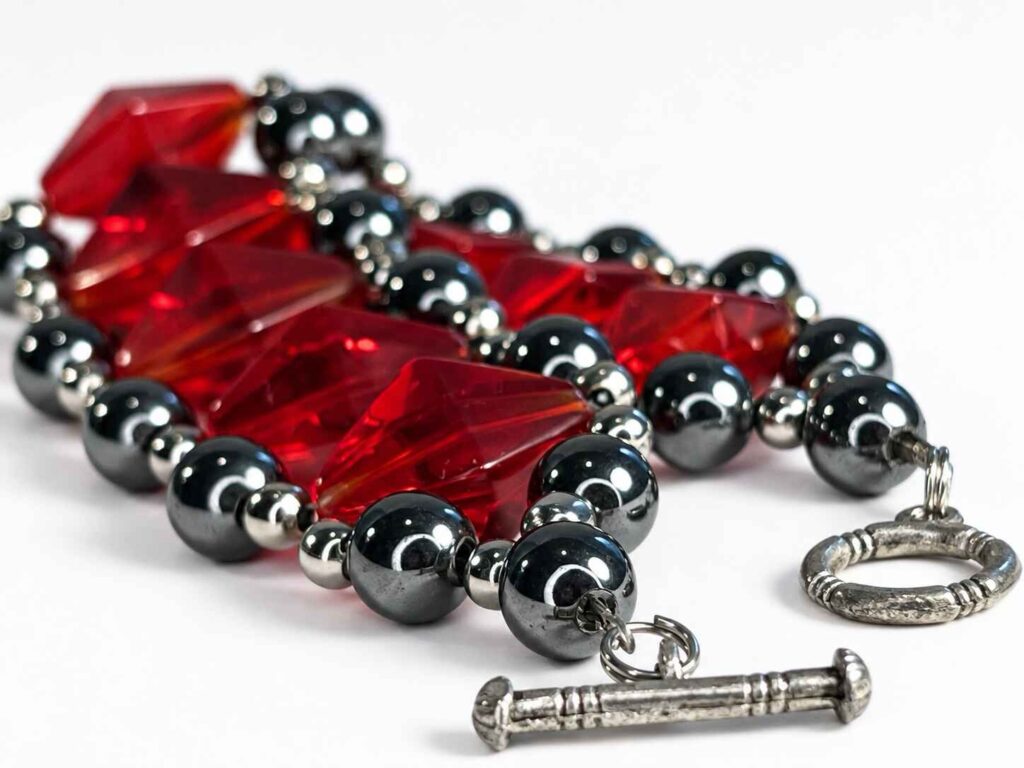 Anni Red glass and hematite bracelet
