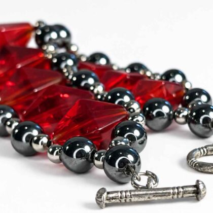 Anni Red glass and hematite bracelet