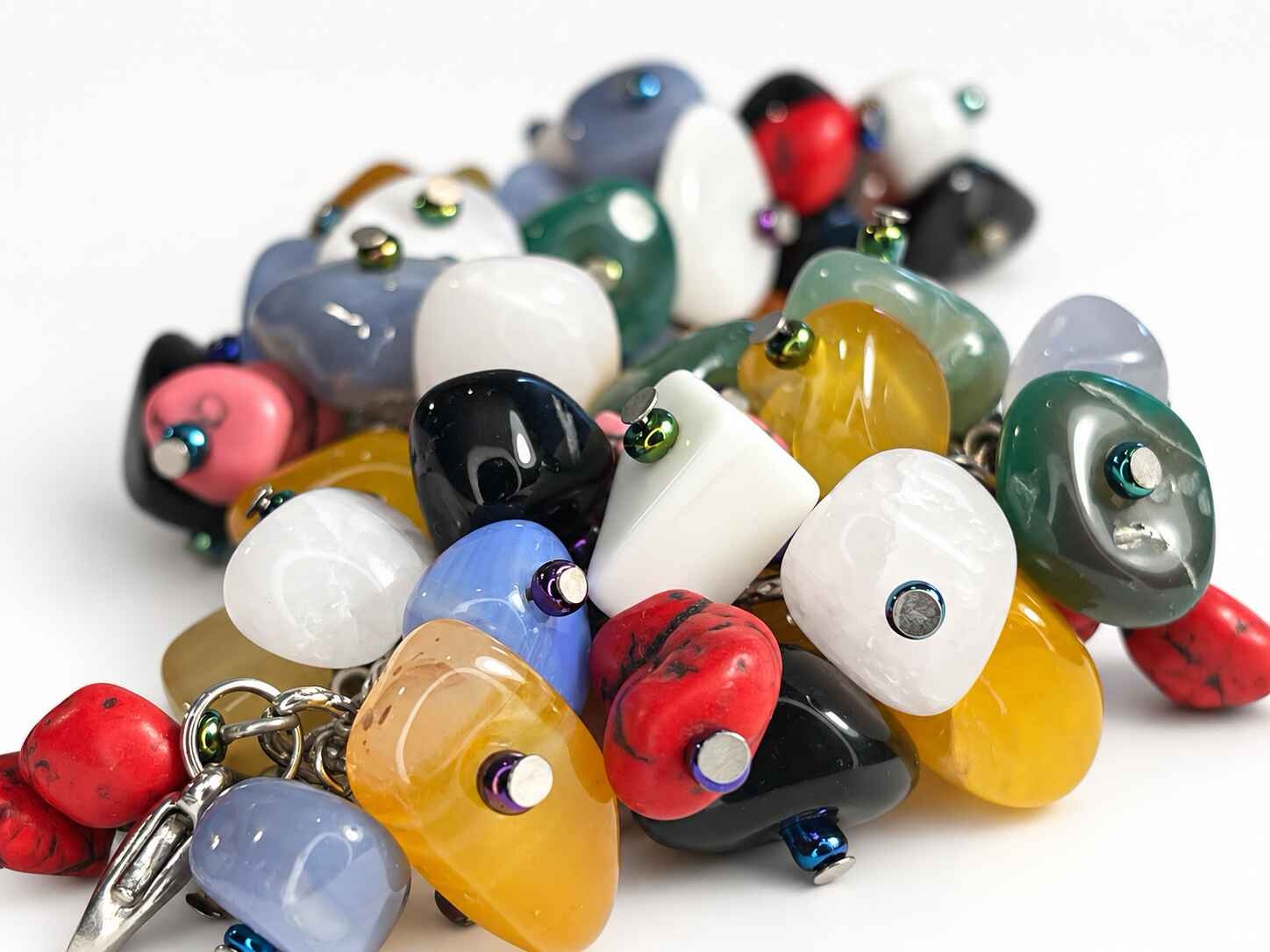 Semi-precious stone nugget cluster bracelet - Image 5