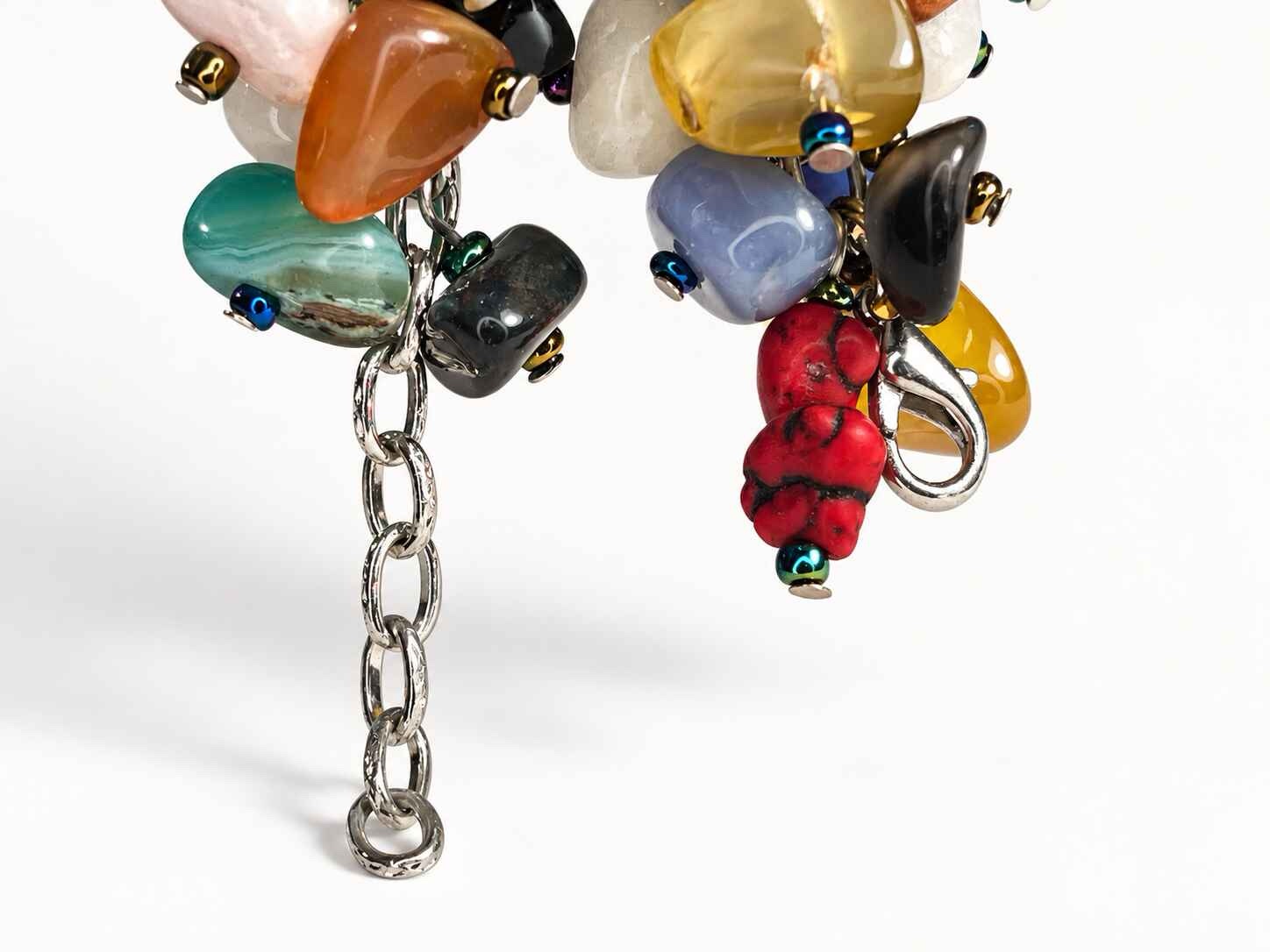 Semi-precious stone nugget cluster bracelet - Image 3