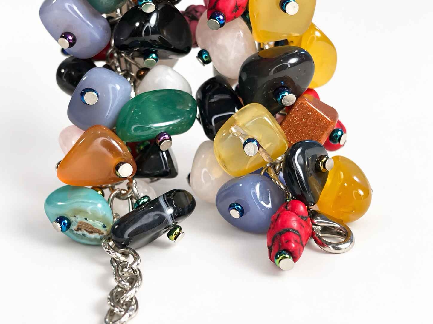 Semi-precious stone nugget cluster bracelet - Image 2