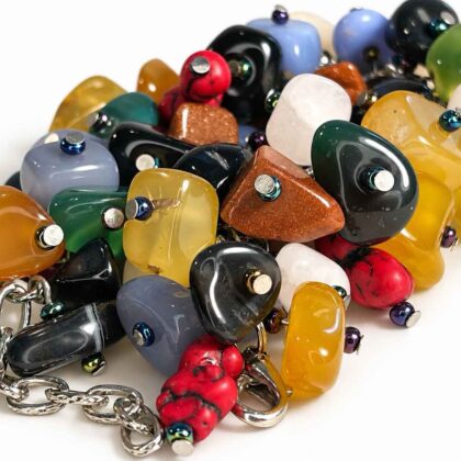 Semi-precious stone nugget cluster bracelet