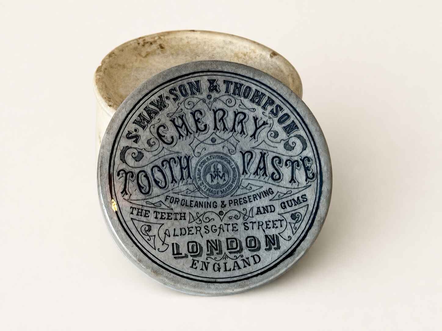 Antique S.Maw, Son & Thompson Ceramic Cherry Tooth paste jar - Image 3