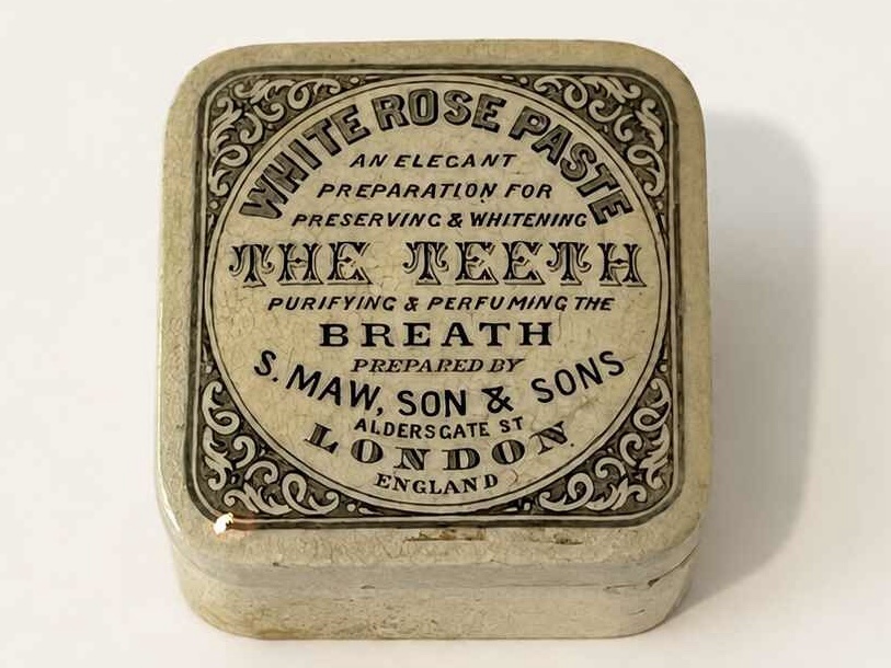 Antique S.Maw Son & sons Ceramic White Rose Tooth paste jar