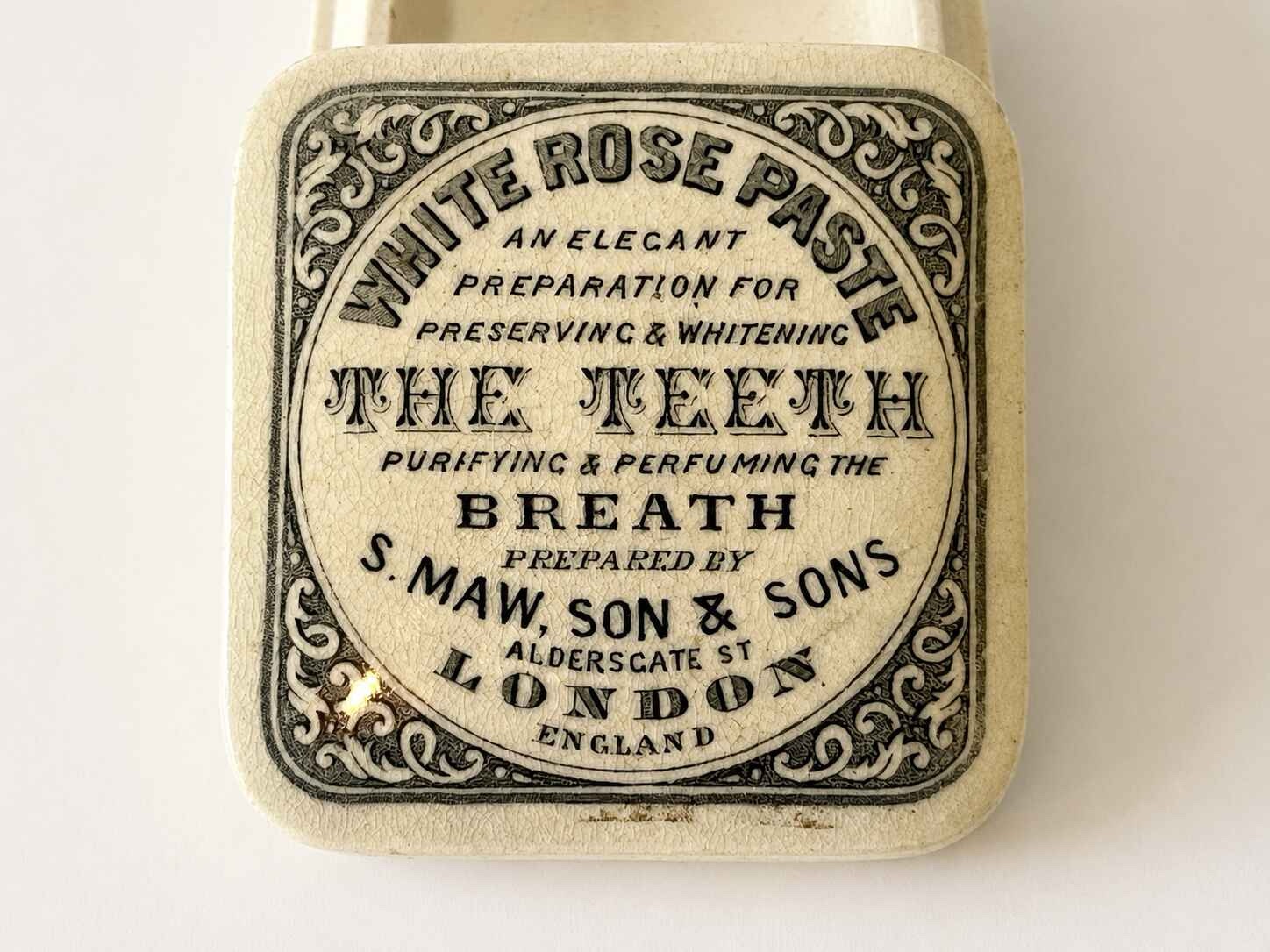Antique S.Maw Son & sons Ceramic White Rose Tooth paste jar - Image 2
