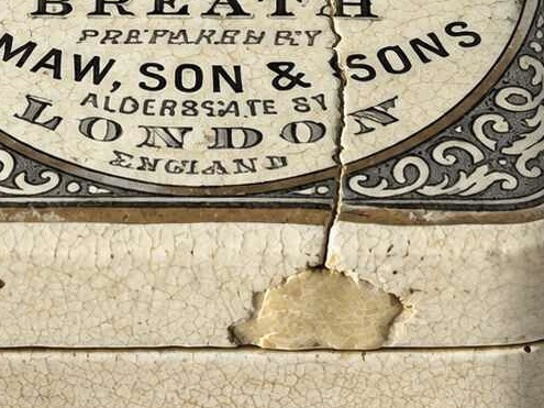 Antique S.Maw Son & sons Ceramic White Rose Tooth paste jar with repaired cracked lid - Image 3