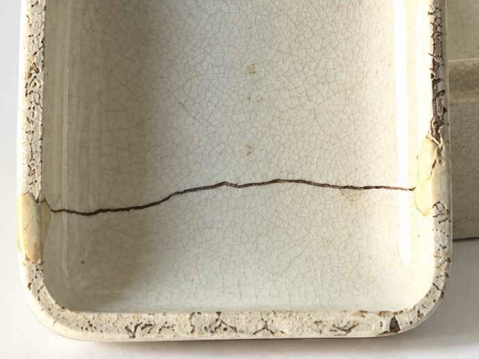 Antique S.Maw Son & sons Ceramic White Rose Tooth paste jar with repaired cracked lid - Image 9