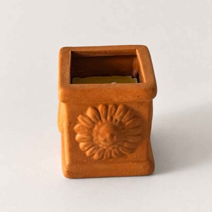Square Terracotta Sun and Moon Candle