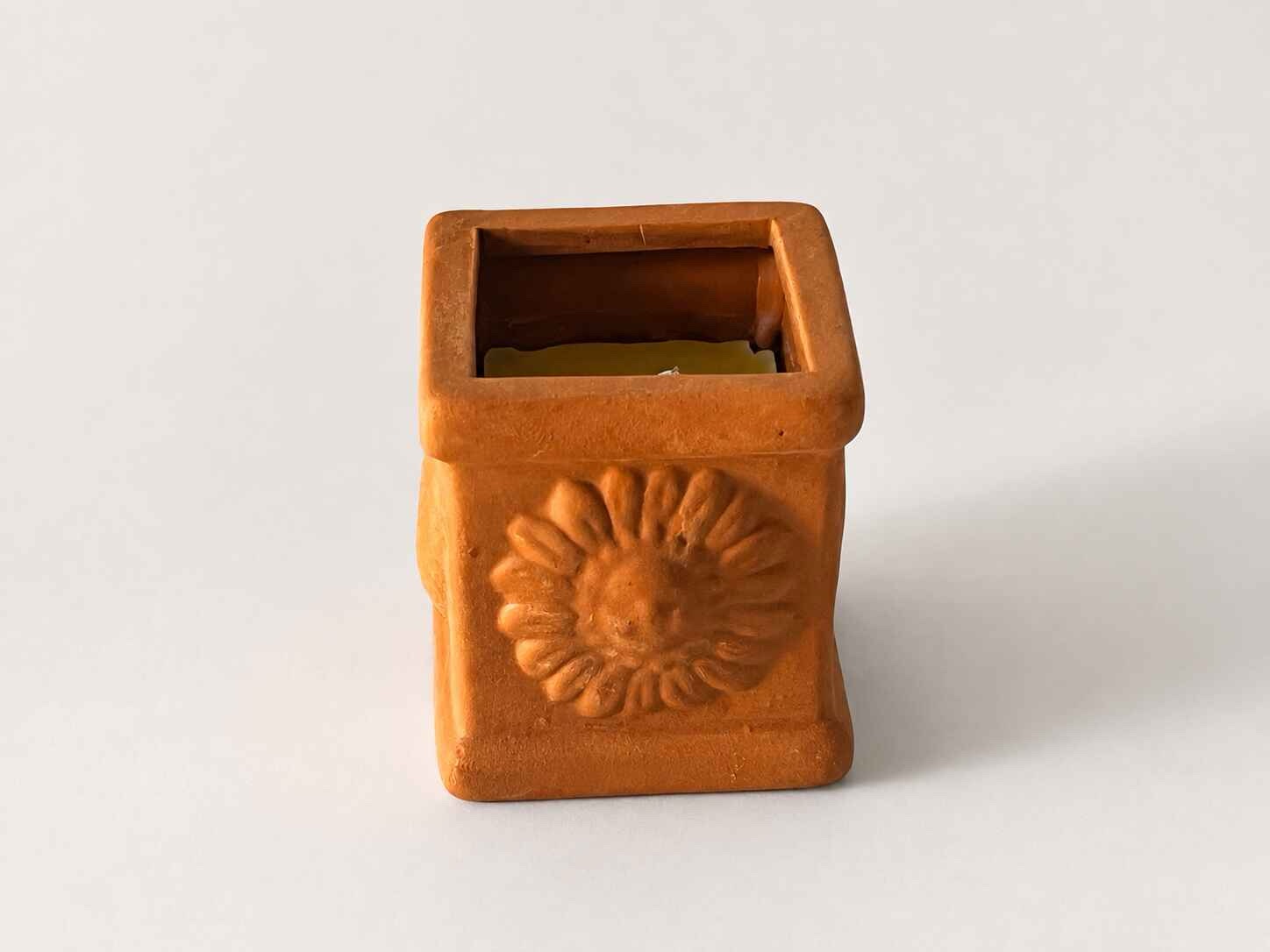 Square Terracotta Sun and Moon Candle