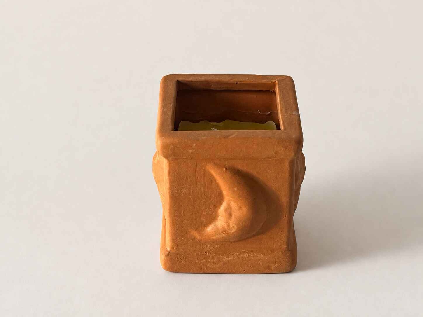 Square Terracotta Sun and Moon Candle - Image 2