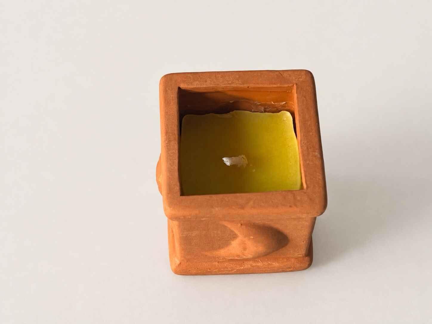 Square Terracotta Sun and Moon Candle - Image 3