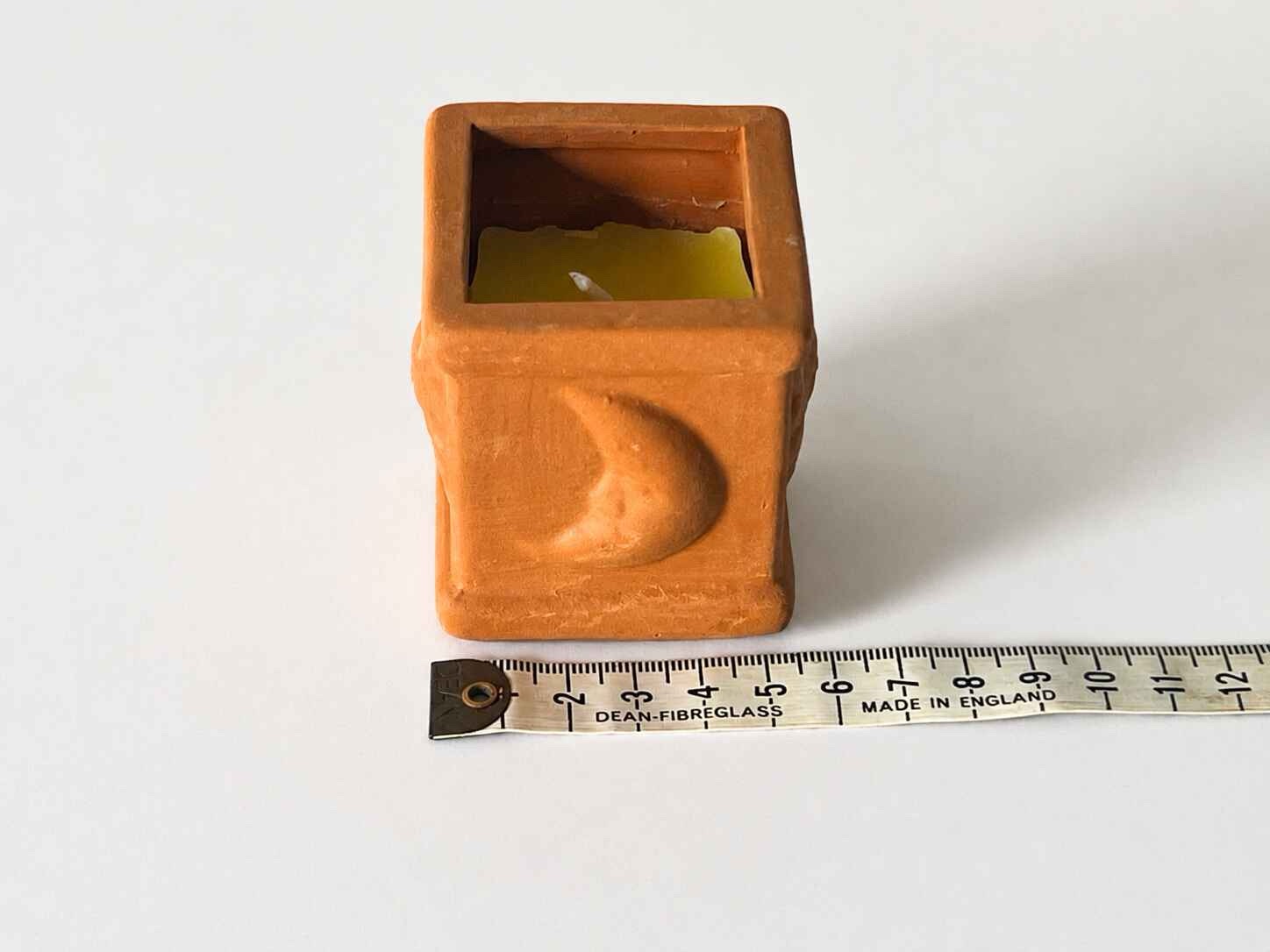 Square Terracotta Sun and Moon Candle - Image 6