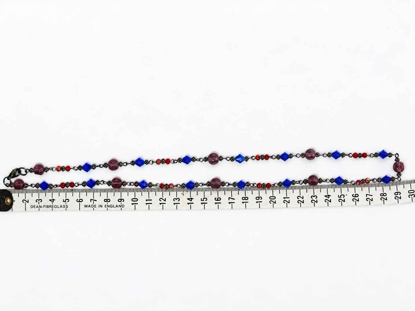Lindsay Purple, Blue and red beaded Link necklace - Image 5