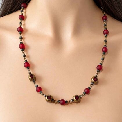 Abby red glass link necklace