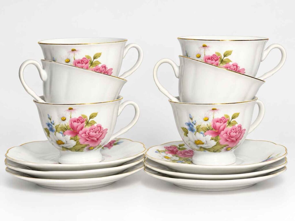 Unnamed wild flower duo set of 6 tea cups and saucers