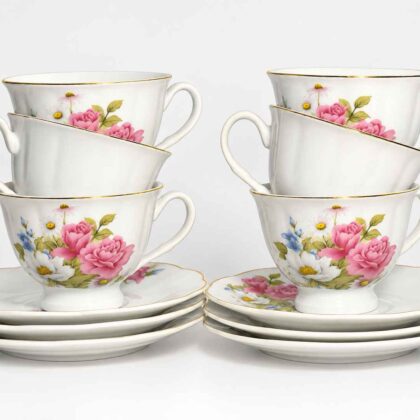 Unnamed wild flower duo set of 6 tea cups and saucers