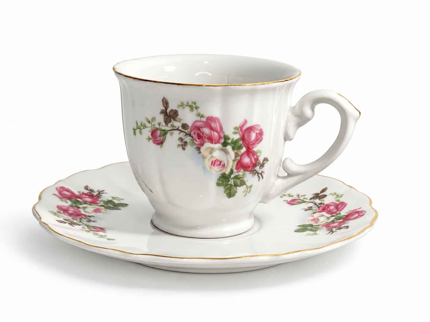 Vintage Trisa porcelain Roses Tea set with creamer and sugar dish - Image 3