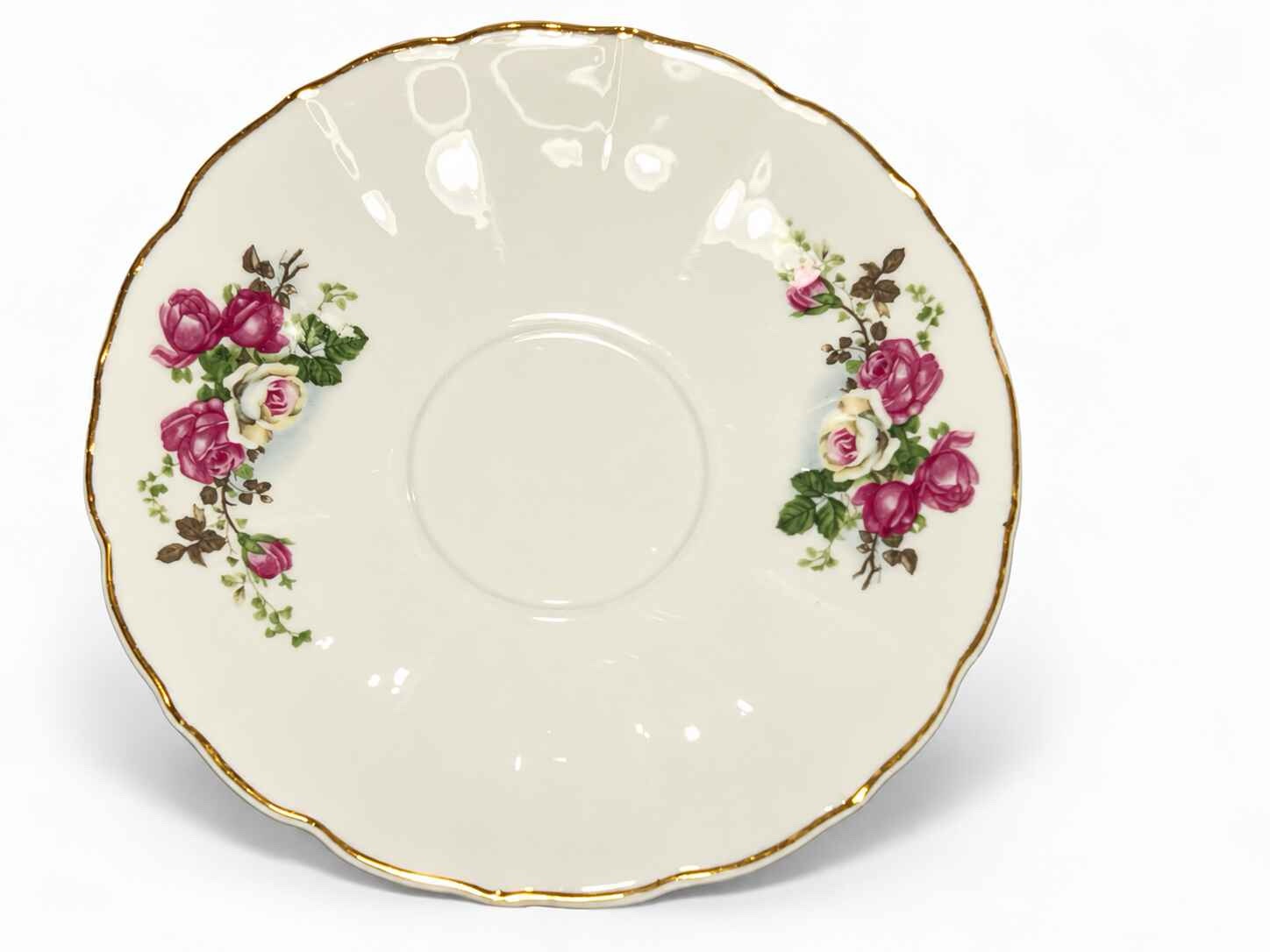 Vintage Trisa porcelain Roses Tea set with creamer and sugar dish - Image 6