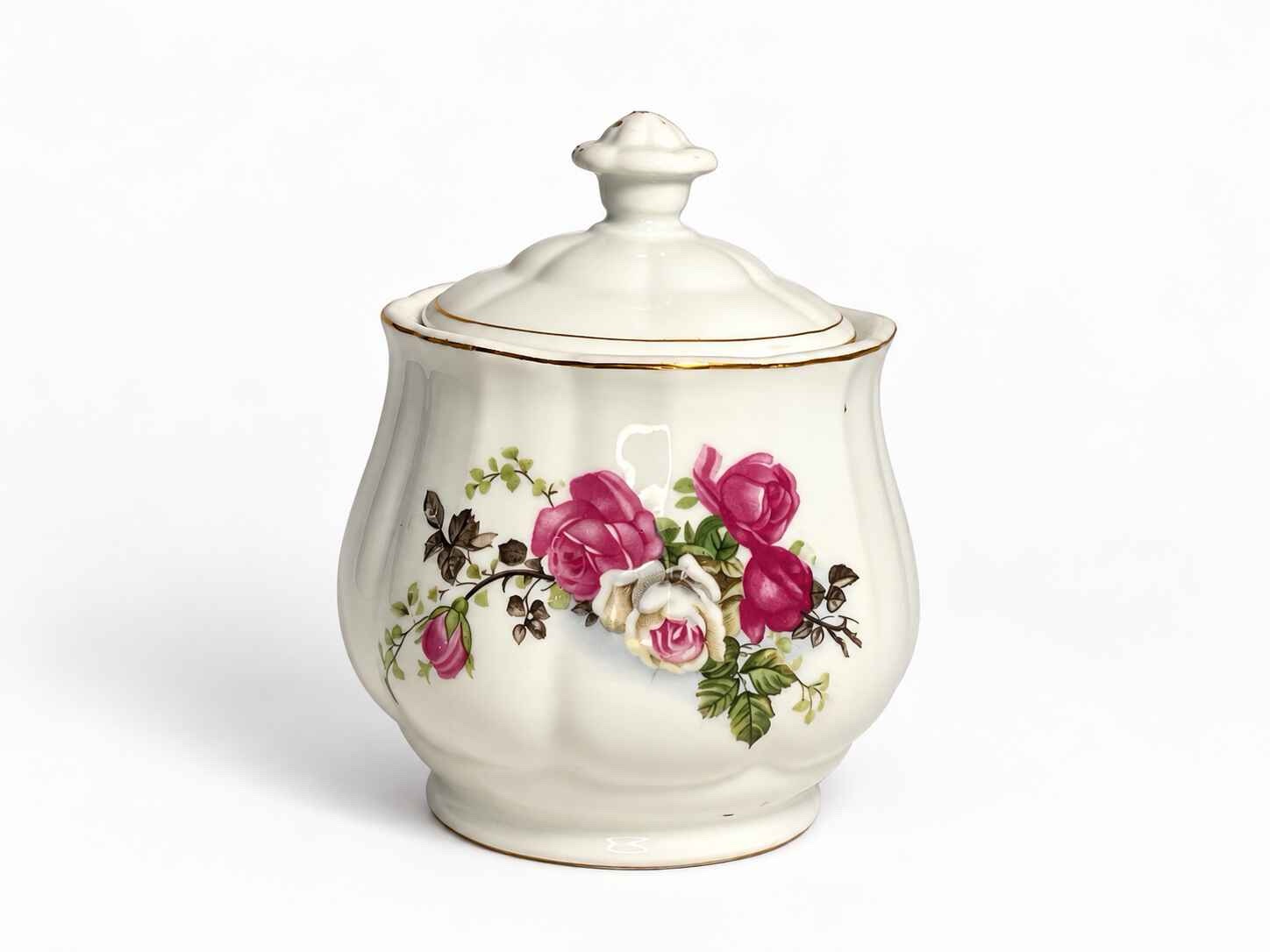 Vintage Trisa porcelain Roses Tea set with creamer and sugar dish - Image 8