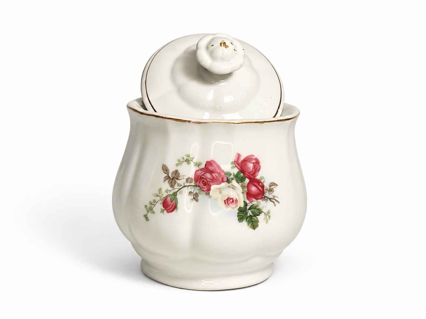 Vintage Trisa porcelain Roses Tea set with creamer and sugar dish - Image 10