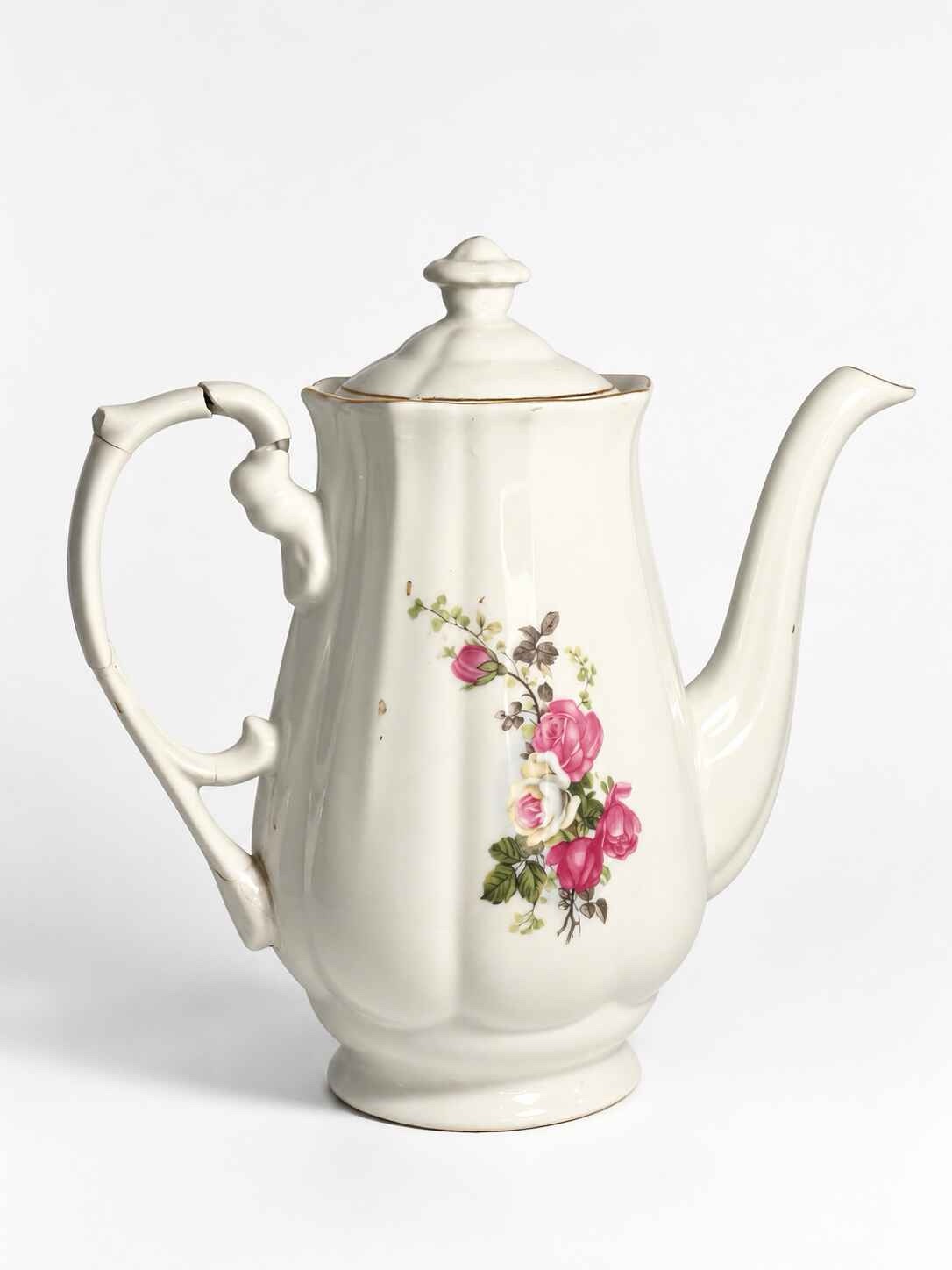 Vintage Trisa porcelain Roses Tea set with creamer and sugar dish - Image 16