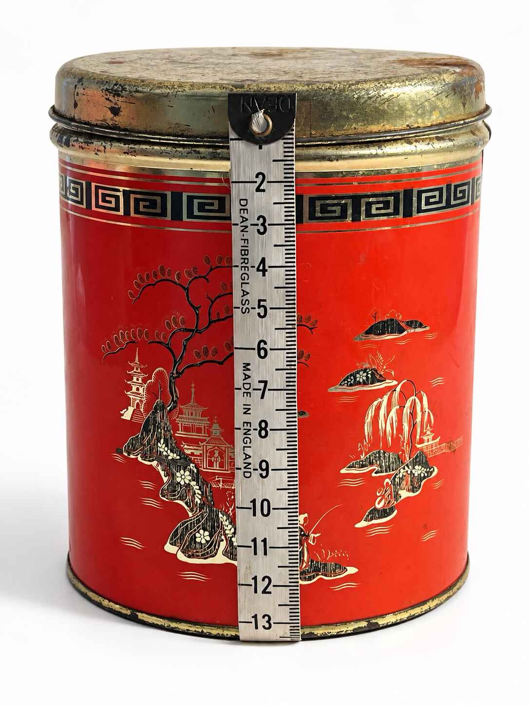 Set of Three Red oriental fisherman design Nesting tins - Image 6
