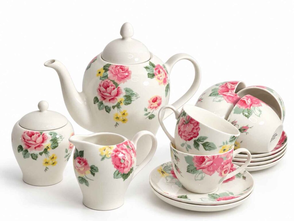 Vintage style Pink Rose unnamed tea set