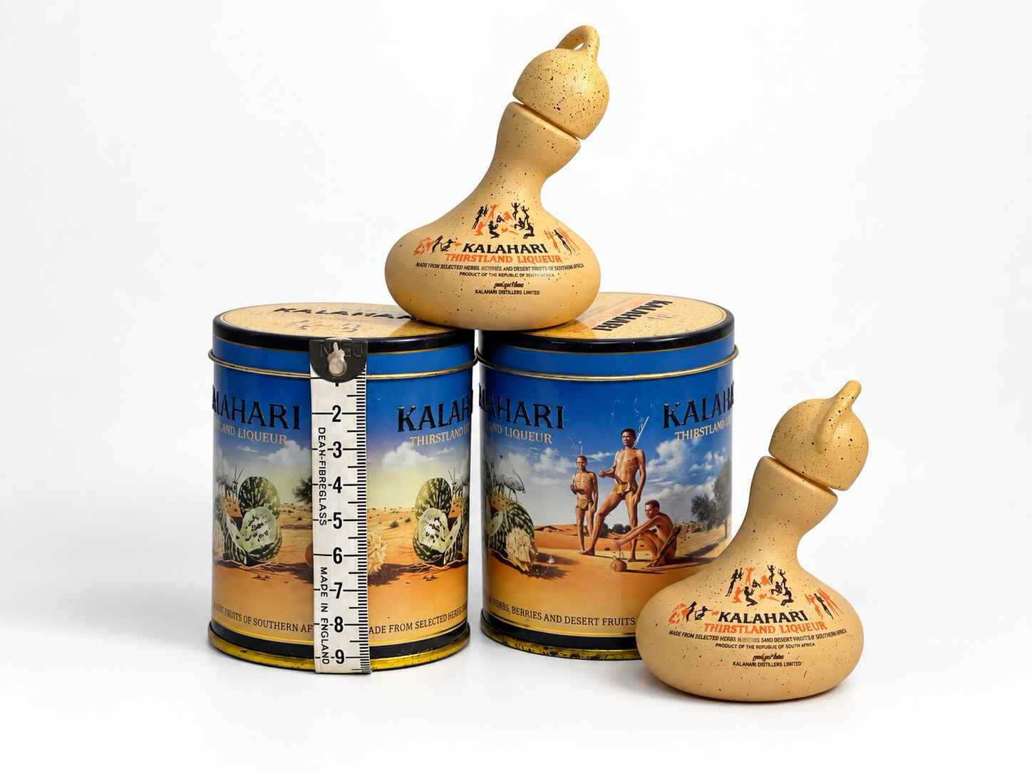 Rare collectors Kalahari Thirstland Liqueur tins with San Calabash’s - Image 2