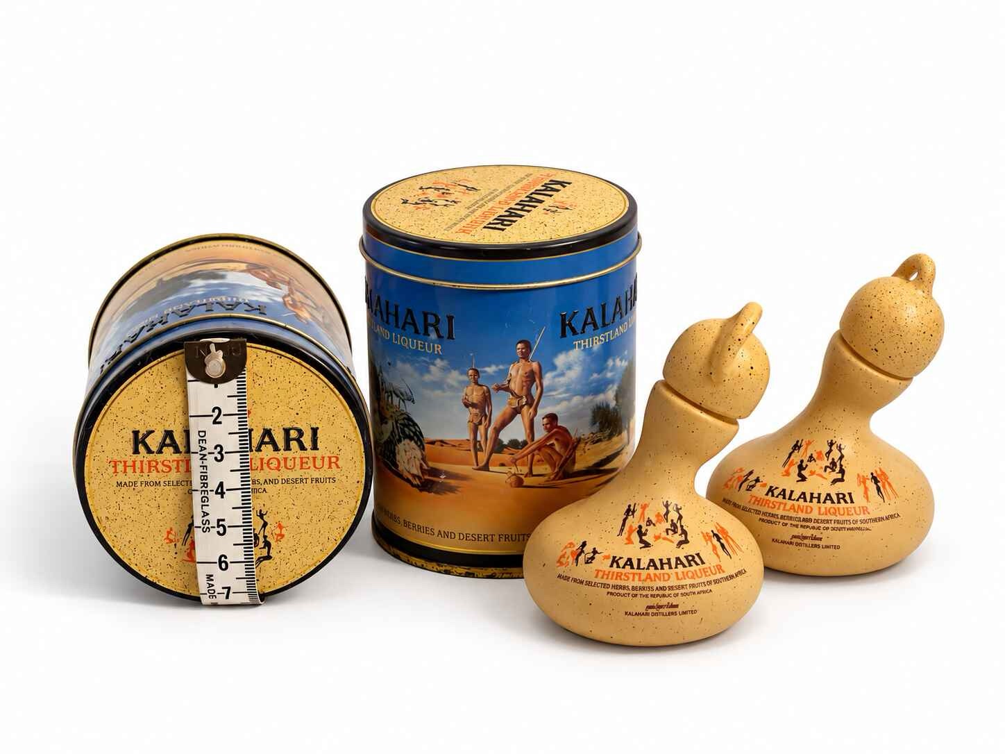 Rare collectors Kalahari Thirstland Liqueur tins with San Calabash’s - Image 3