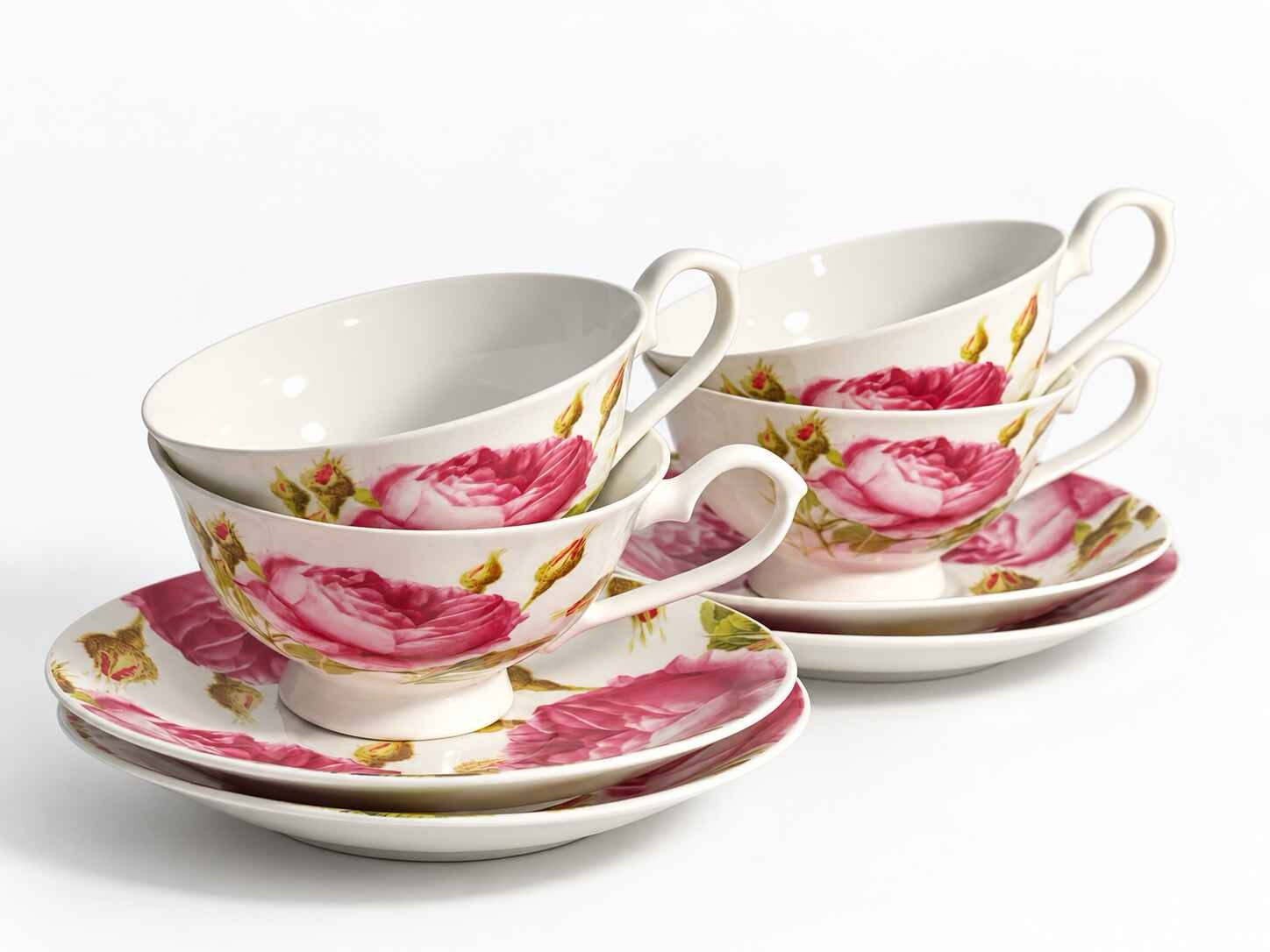 Four Tea cups and Saucers with roses - Image 2